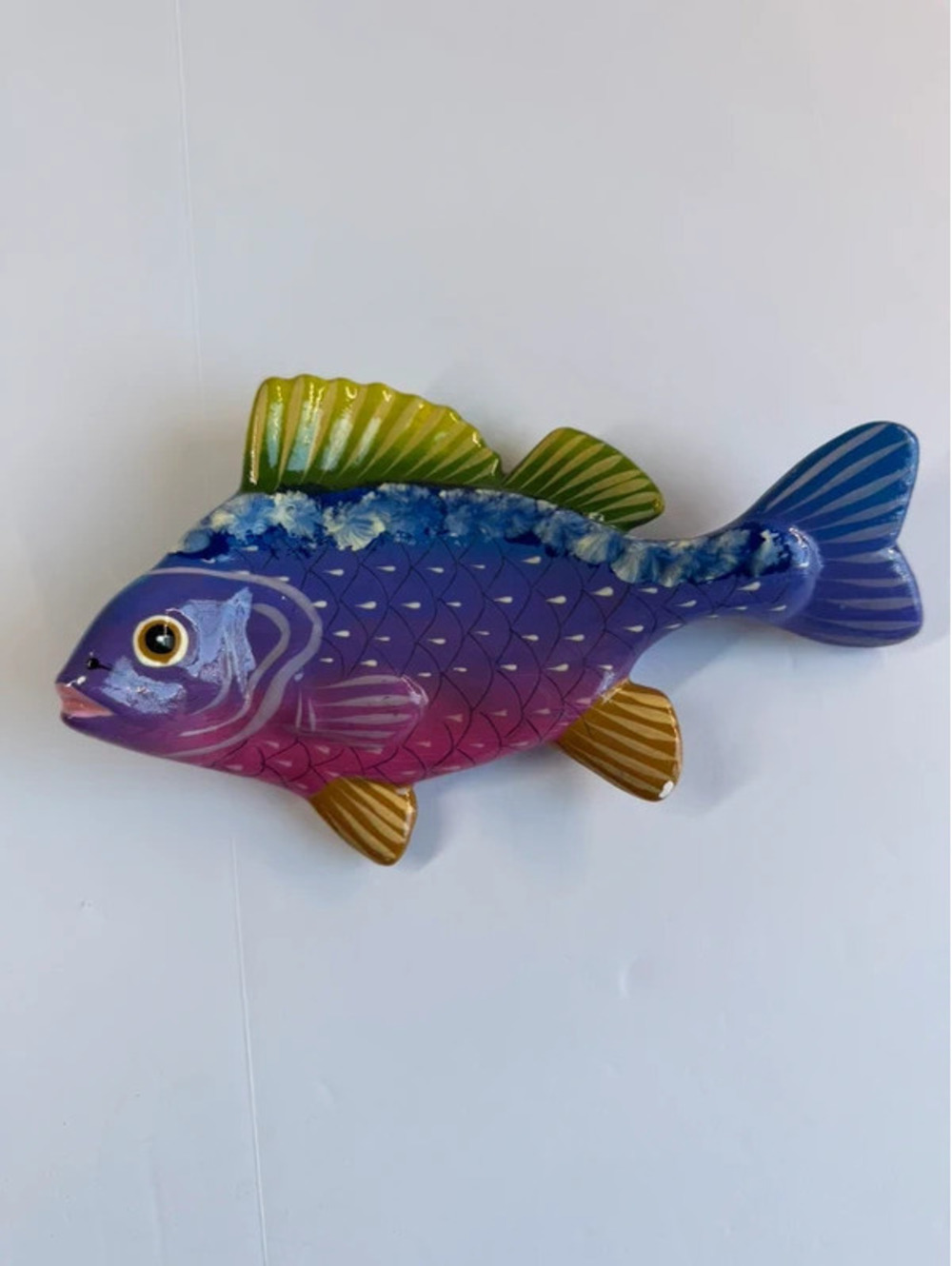 Vintage Talavera Hand Painted Ceramic Wall Fish Art Decor Made in Mexico 8”